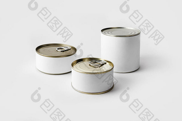食物锡罐空白白色标签准备好了设计