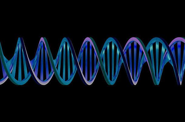 DNA链。抽象的科学背景。美丽的幻觉。生物技术、生物化学、遗传学和医学概念。三维渲染