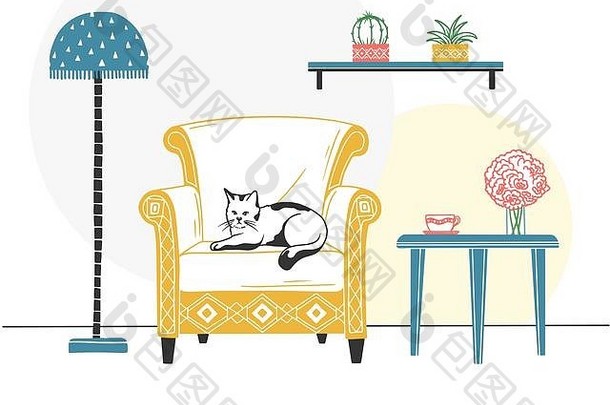 斯堪的那维亚风格室内家具室内项目扶手椅猫椅子宠物