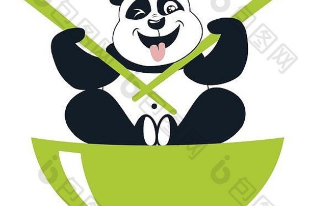 熊猫吃筷子碗