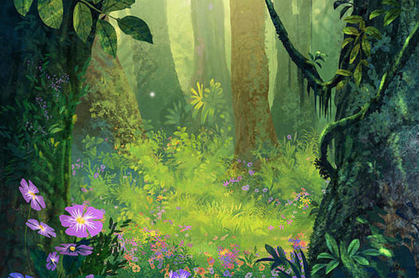 插图幻想森林背景绘画