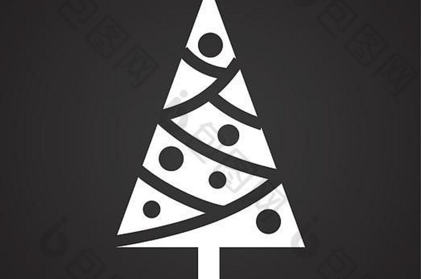 背景上的圣诞树图标用于图形和网页设计。简单的说明。网站按钮或移动应用程序的互联网概念符号。