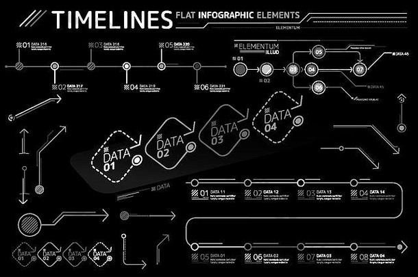Timelines平面信息图形元素集合