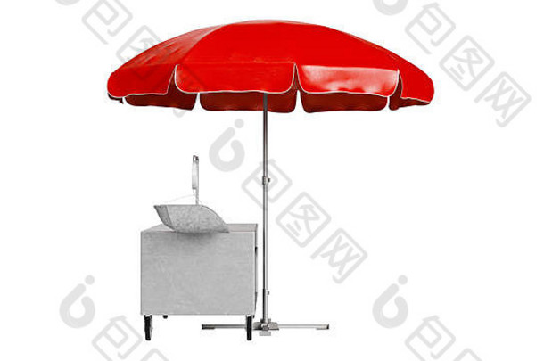 红色的街天井伞展示呈现