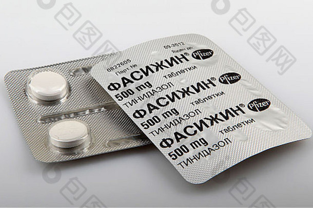 保加利亚艾托斯—2014年1月21日：替硝唑是一种用于治疗原生动物感染的抗寄生虫药物。