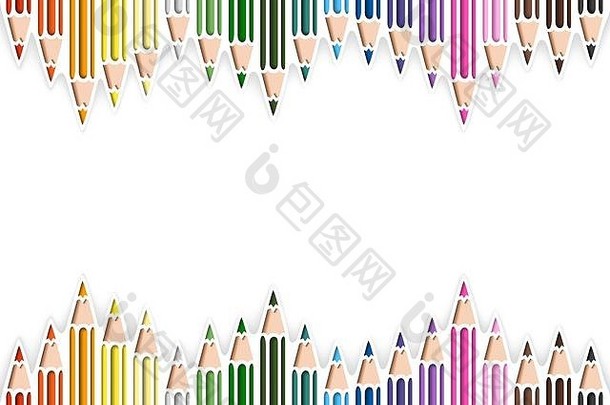 色彩斑斓的铅笔断路风格白色