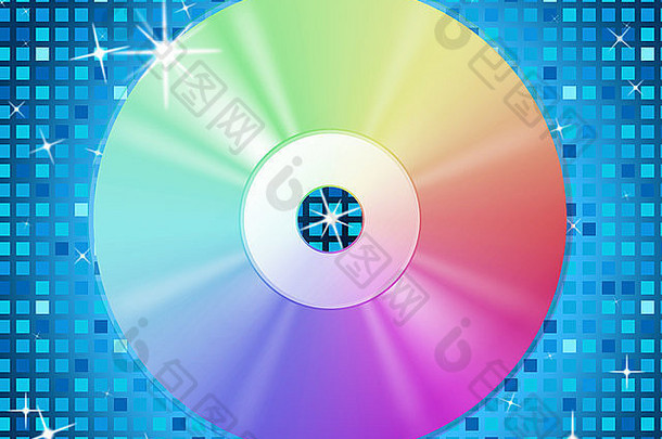 CD背景意味着音乐派对和蓝色方块