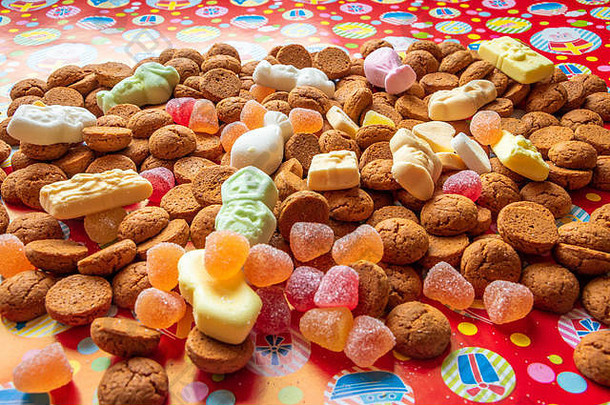 传统的糖果鼓所发出的声音peppernuts荷兰尼古拉斯一天12月典型的荷兰民间传说