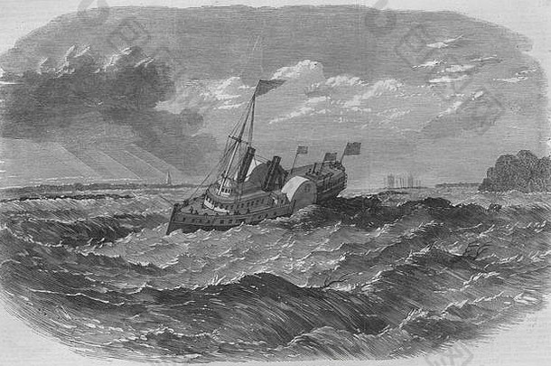 运行圣劳伦斯拉钦拉皮德的加拿大轮船。加拿大1863年。伦敦新闻画报