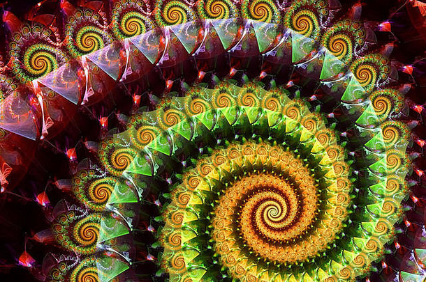 摘要数字生成的图像明亮的彩色的螺旋