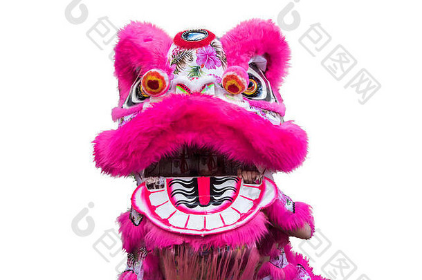 特写镜头色彩斑斓的中国人一年服装粉红色的边缘