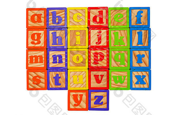 儿童字母块字母较低的情况下信