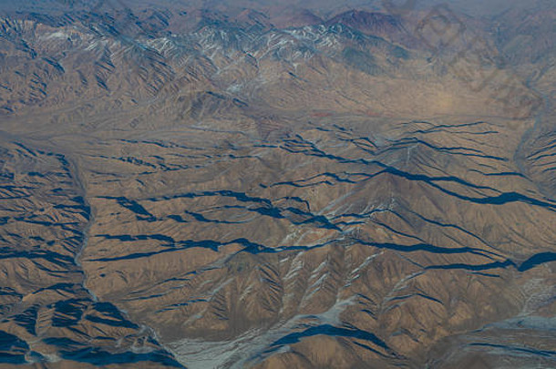 空中视图景观新疆北部部分中国冬天