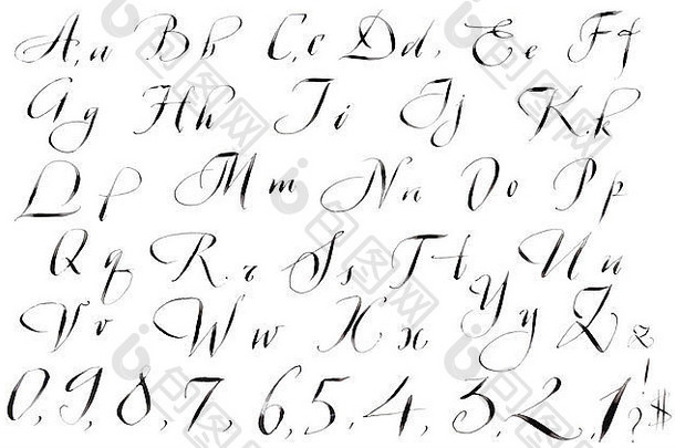 书法手写的手工制作的英格兰字母回来墨水孤立的