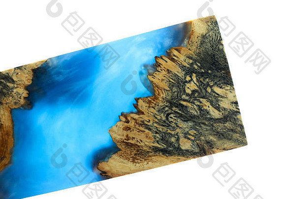 铸造环氧树脂稳定Afzelia burl wood blue抽象艺术背景毛坯纹理