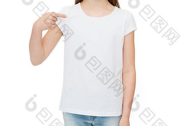 微笑女孩空白白色t恤