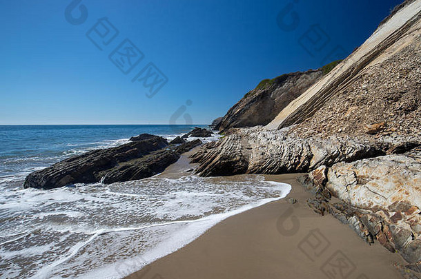 岩石海滩活跃海鸥海滩状态公园中央海岸加州曼联州