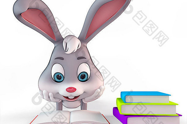 快乐读书的兔子