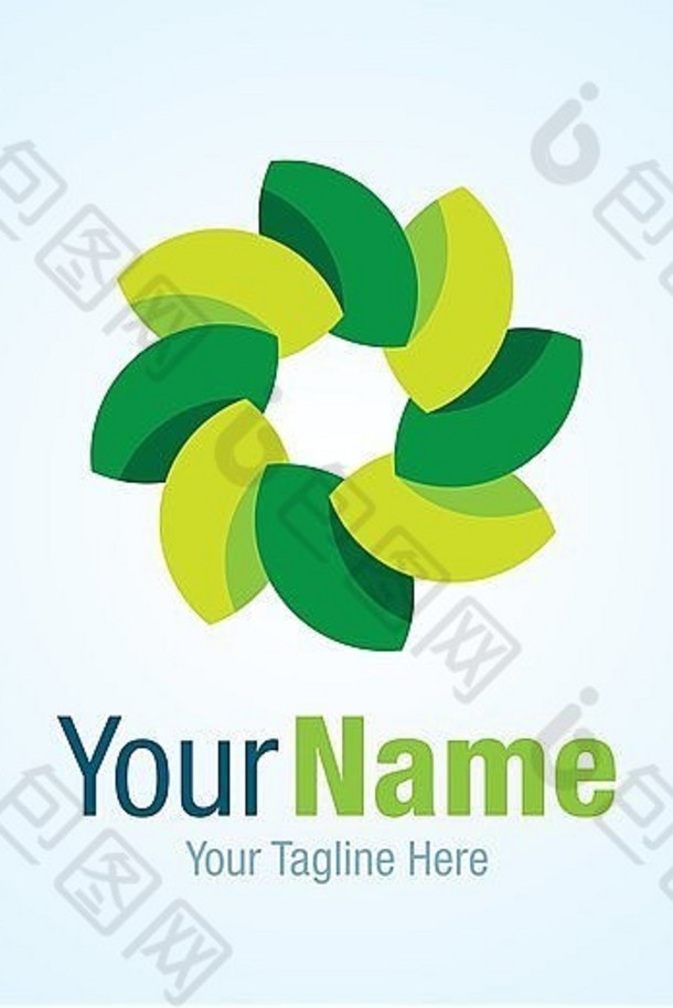 自然绿色花朵图案设计标志图标