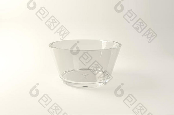 白色背景上隔离的玻璃碗3d插图