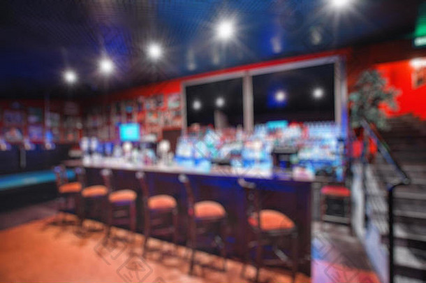模糊咖啡馆或咖啡馆餐厅的抽象波基光图像背景。用于创建蒙太奇产品展示