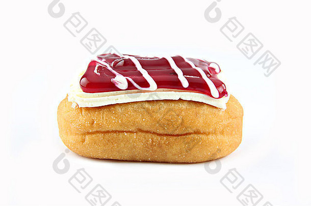 特写镜头红色的寿司甜甜圈白色背景
