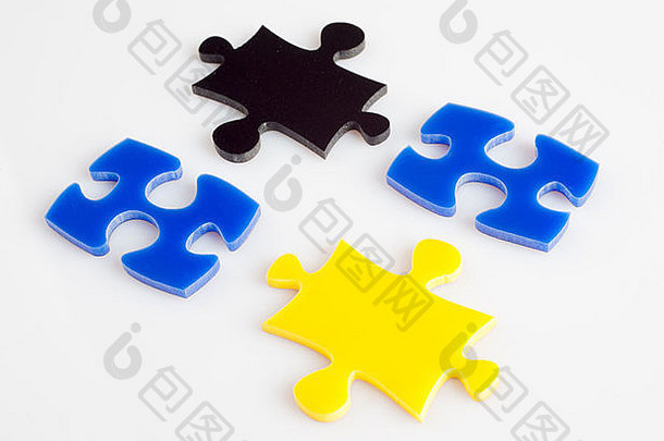 块谜题颜色比喻解决方案业务概念图片