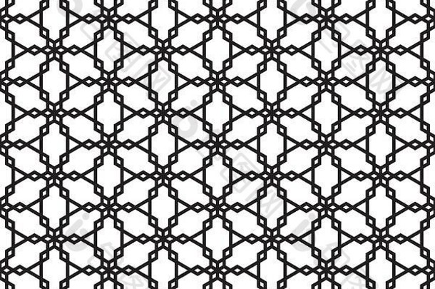 无缝的几何模式基于久美子点缀黑色的行白色背景