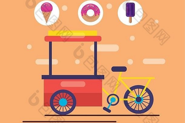 食物卡车平设计图像