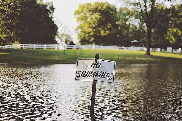 禁止游泳（有人观看时）