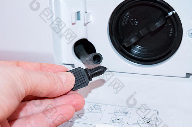 过滤器洗机清洁手需要软管持有key-poke橙色瓷砖