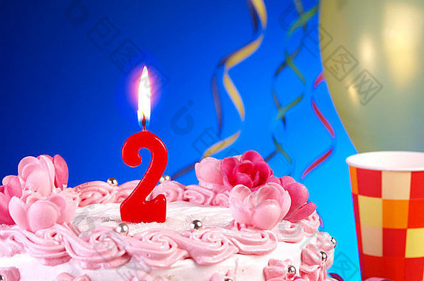 生日蛋糕，红色蜡烛，展示2号