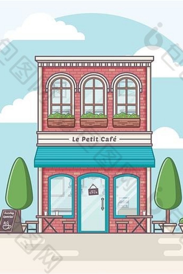 咖啡店建筑插图