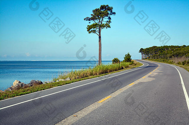 美丽的沿海开车大弯曲风景优美的次要的领域沿海小道号高速公路西北东点美国