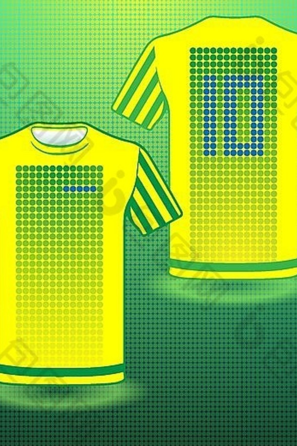 足球棒球排球队运动服。运动员t恤的时尚设计。十号黄衬衫。