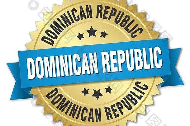 多米尼加共和国轮金徽章蓝色的丝带