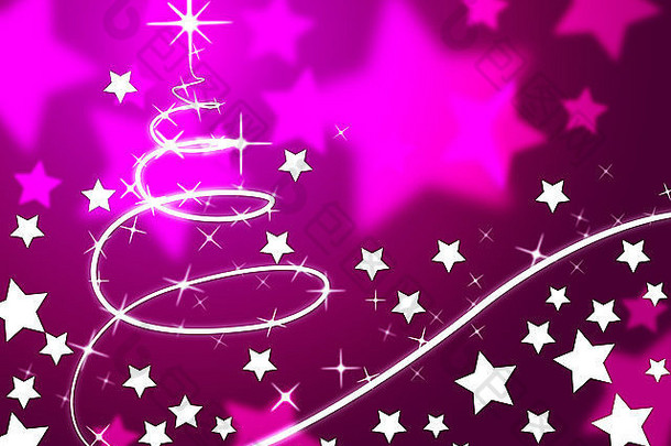 紫色的圣诞节树背景意义假期季节星星