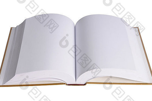 在白色背景上隔离空白页打开书本