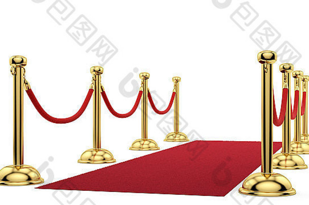 金色支柱和红地毯