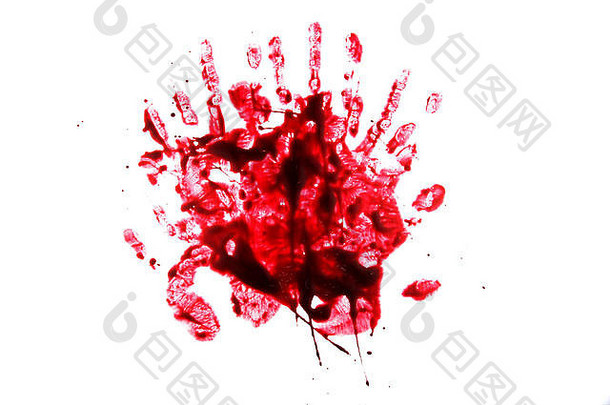 第8组。血滴和血迹在隔离的白色背景上，用于恐怖内容。