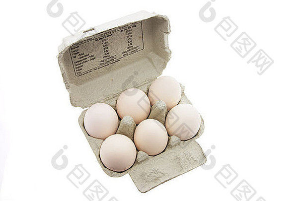 鸡蛋盒上的白鸡蛋
