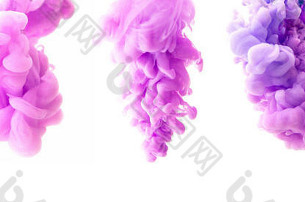 集摘要紫罗兰色的墨水水白色背景烟云重力