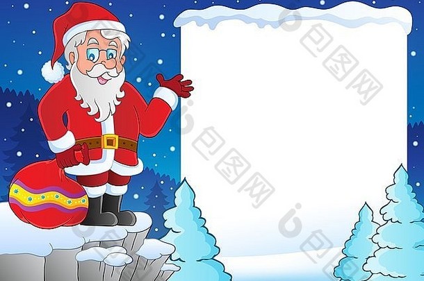 雪框架圣诞老人老人主题图片插图