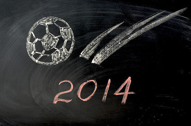 用粉笔在黑板上书写2014<strong>足球</strong>年