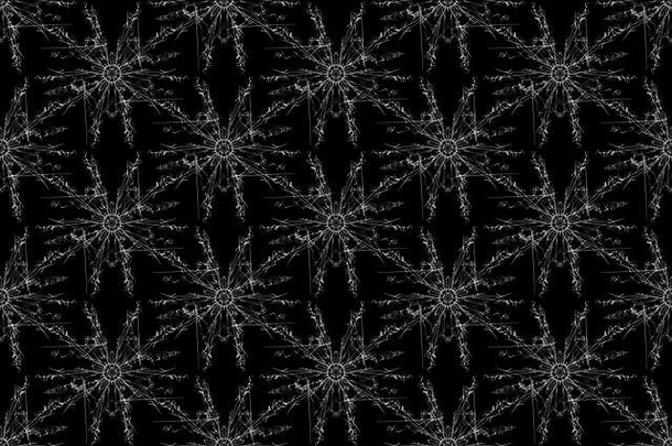 漩涡分形行黑色的Backround有创意的数字艺术丝绸对称无缝的模式系列
