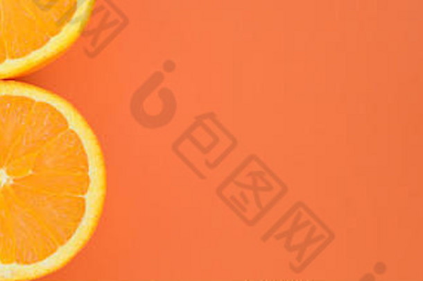 前视图橙色水果片明亮的背景橙色颜色饱和柑橘类纹理图像
