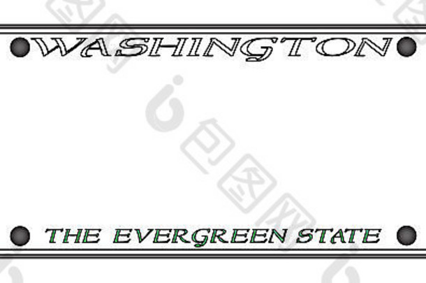 华盛顿状态许可证板设计孤立的白色背景