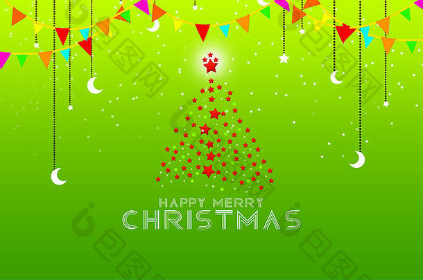 圣诞节树背景快乐圣诞节插图