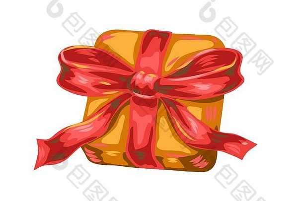 带蝴蝶结的礼品盒插图。