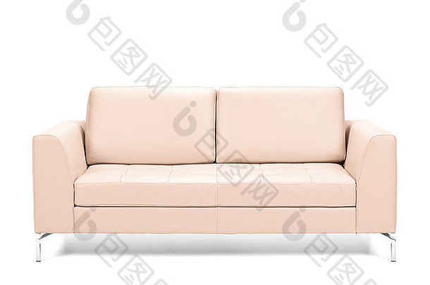 现代皮革沙发孤立的白色背景